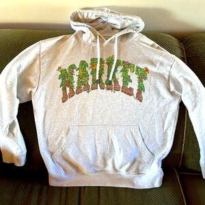 Large White Market Hoodie with Drawstrings